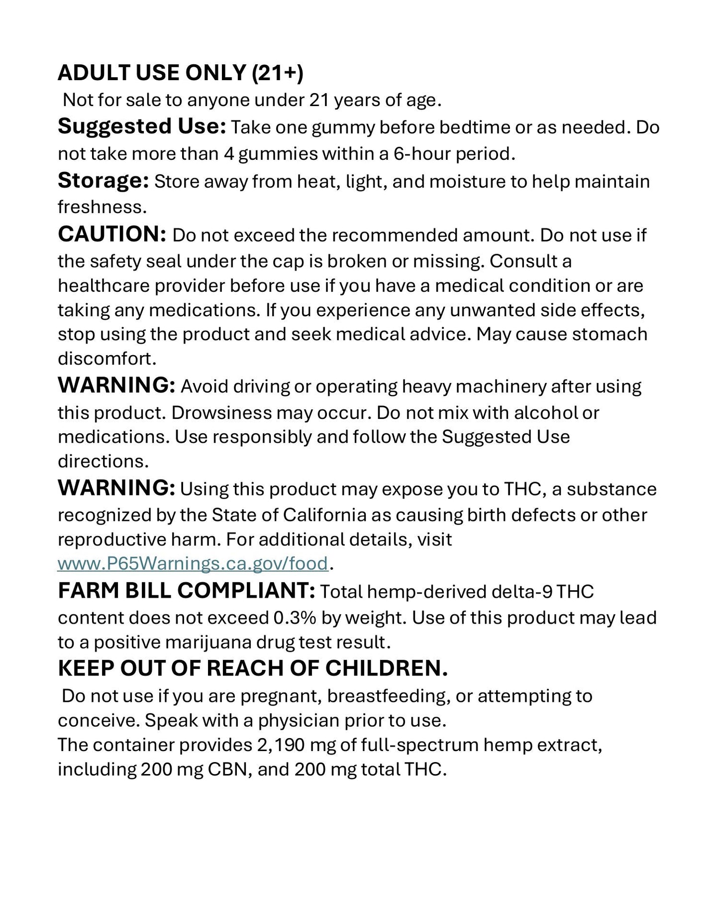 Chill Out Full Spectrum 10mg THC - 10mg CBN Gummies