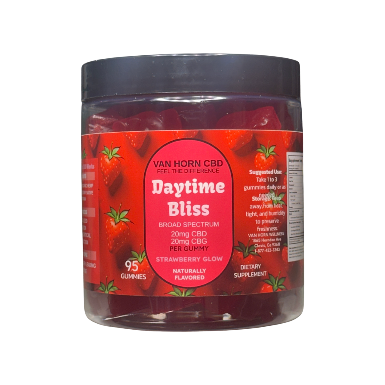 Broad Spectrum Daytime Bliss 20mg CBD + 20mg CBG Gummies (0%THC) | 40 Count