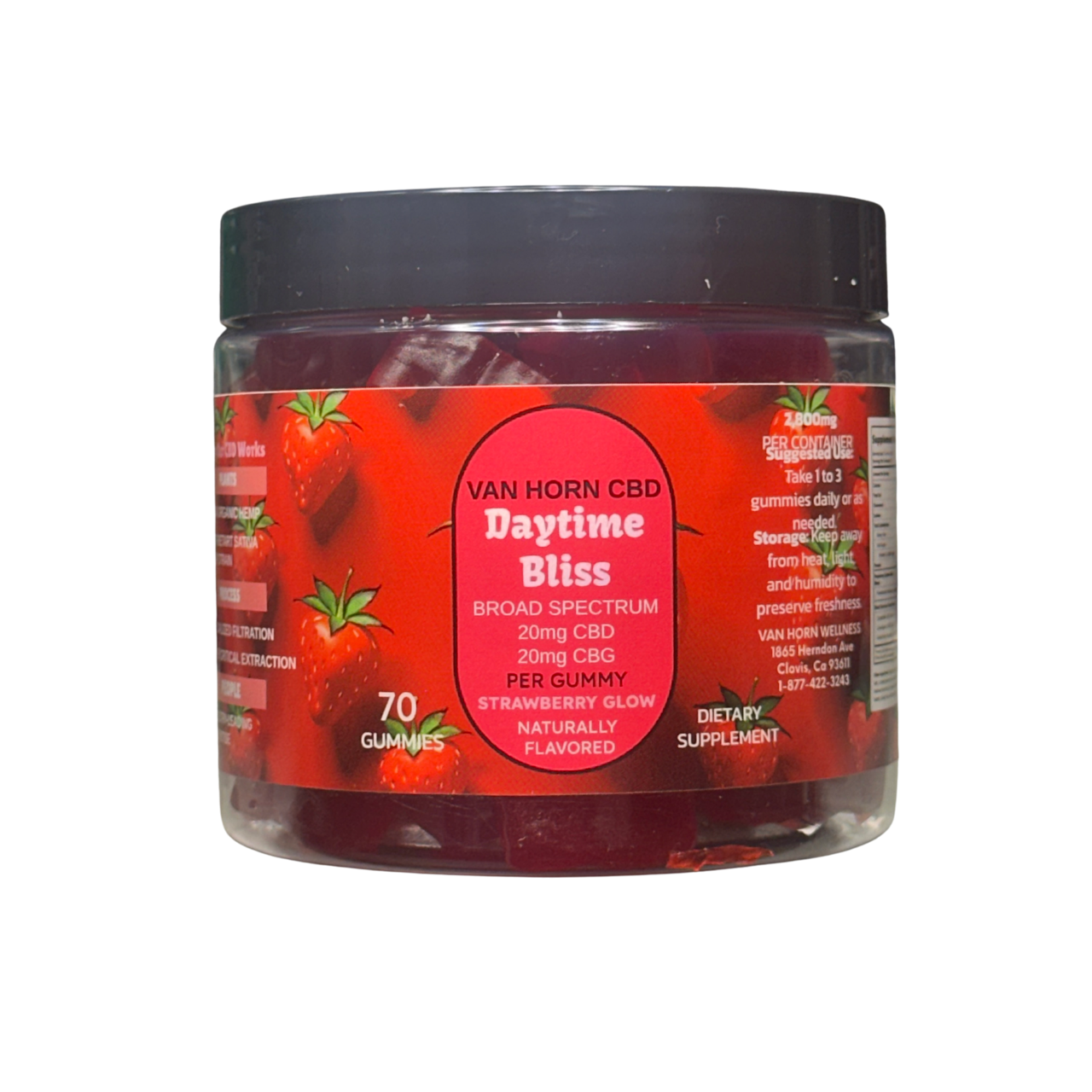 Broad Spectrum Daytime Bliss 20mg CBD + 20mg CBG Gummies (0%THC) | 40 Count