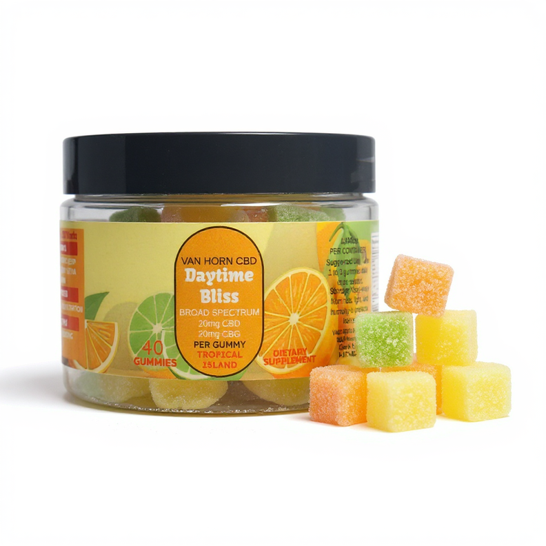 Broad Spectrum Daytime Bliss 20mg CBD + 20mg CBG Gummies (0%THC) | 40 Count