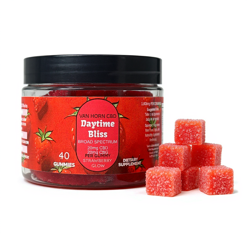 Broad Spectrum Daytime Bliss 20mg CBD + 20mg CBG Gummies (0%THC) | 40 Count