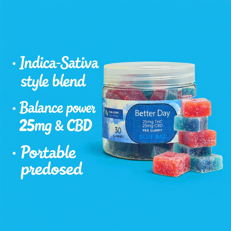Full Spectrum Better Day 25mg THC - 25mg CBD Gummies