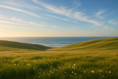 Relaxing image maybe of the open field or ocean 