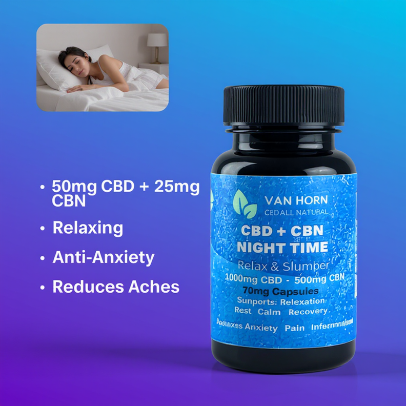 Broad Spectrum Night-time 33mg CBD + 17mg CBN Capsules (0%THC)